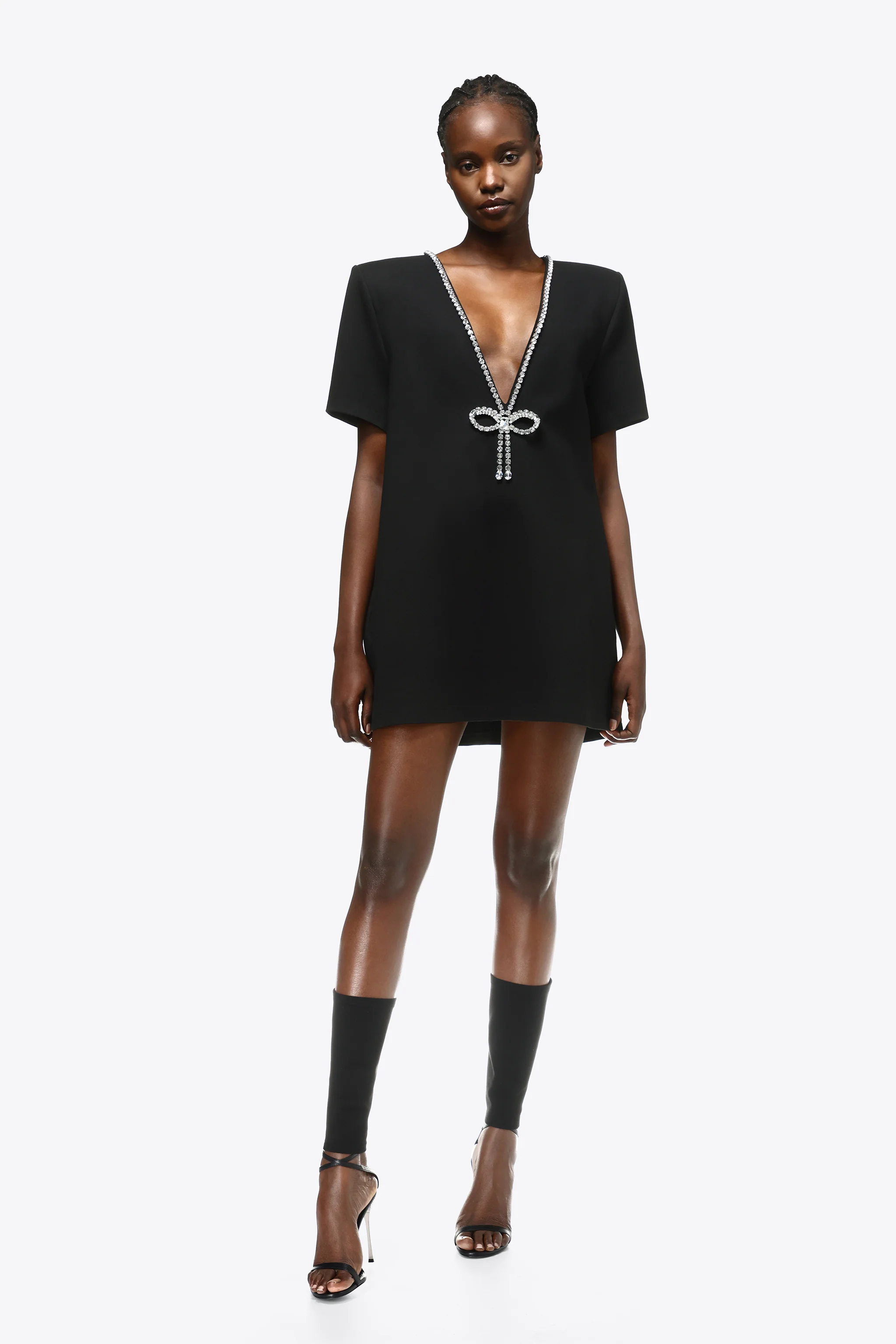 Crystal Bow V-Neck T-Shirt Dress - Image 3