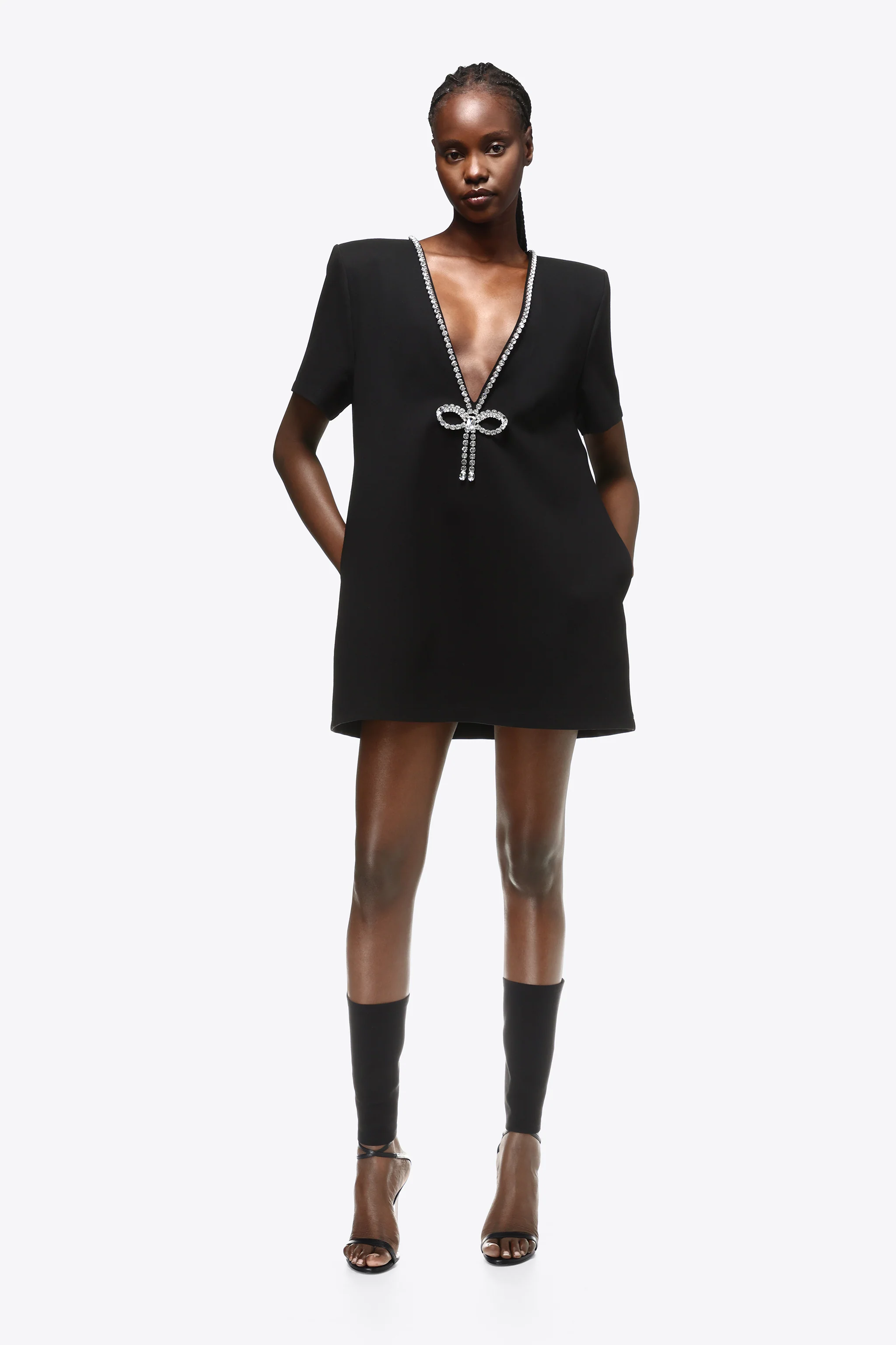 Crystal Bow V-Neck T-Shirt Dress - Image 4