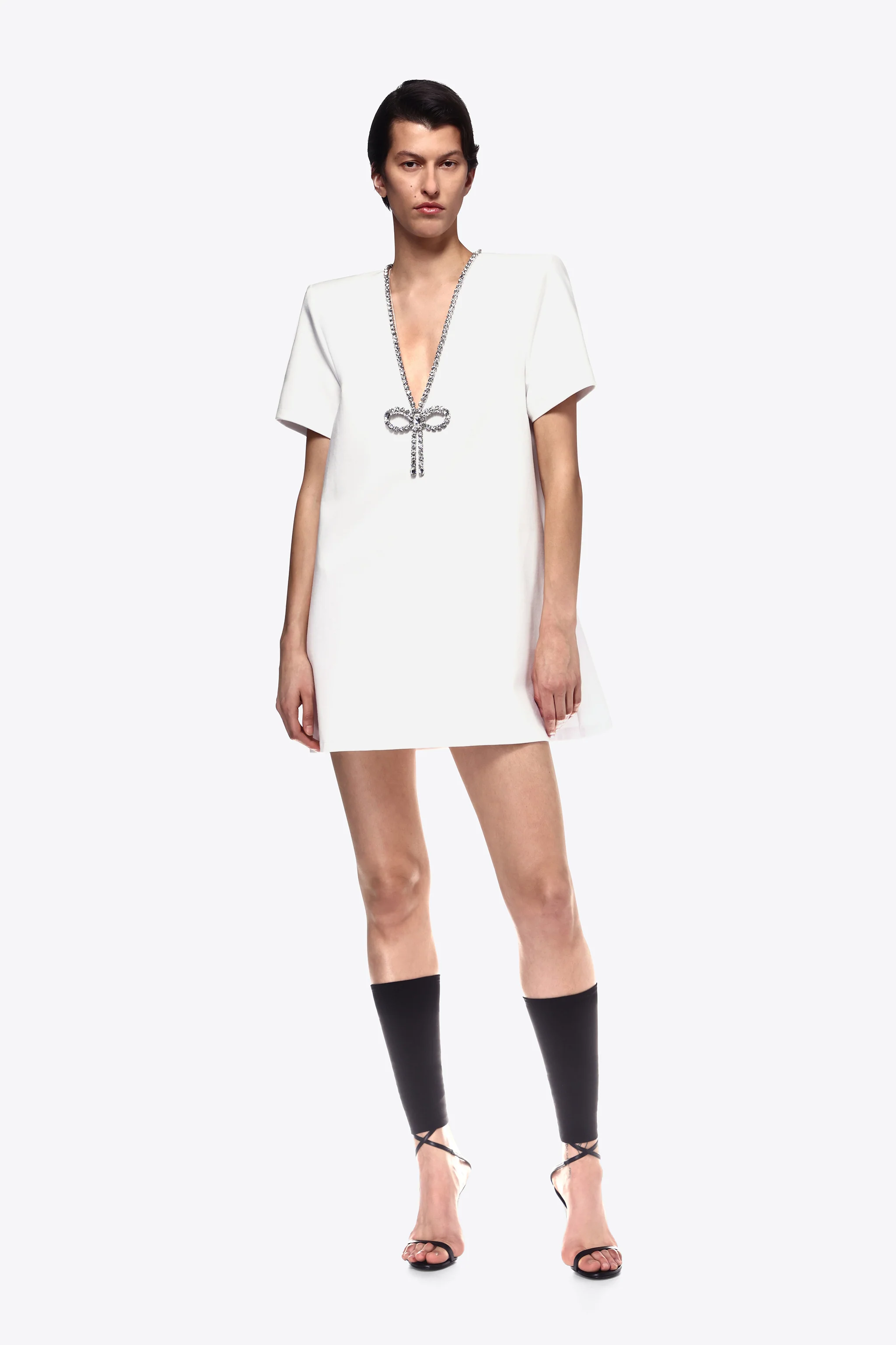 Crystal Bow V-Neck T-Shirt Dress - Image 3
