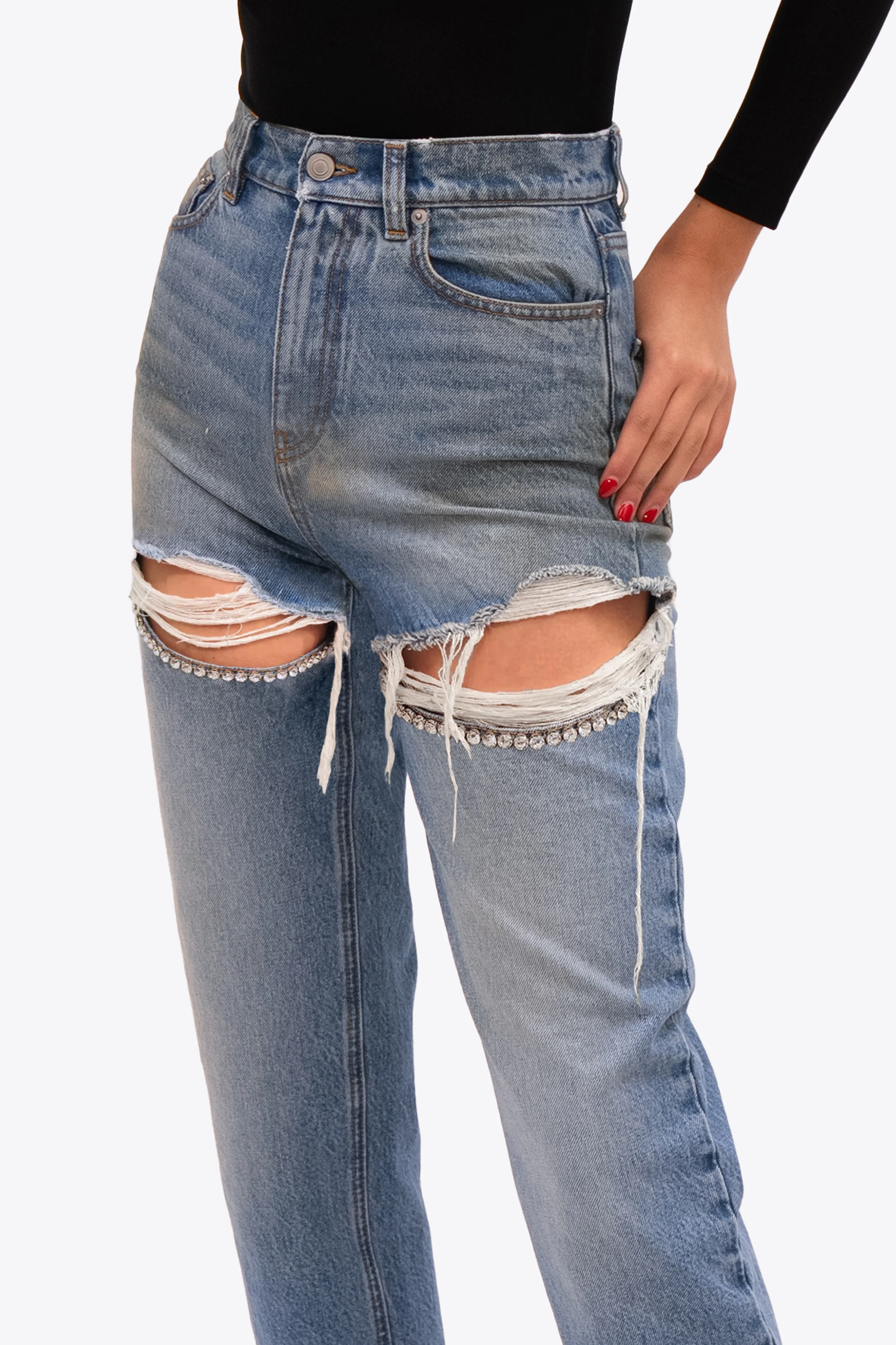 Crystal Fray Slit Jean - Image 4