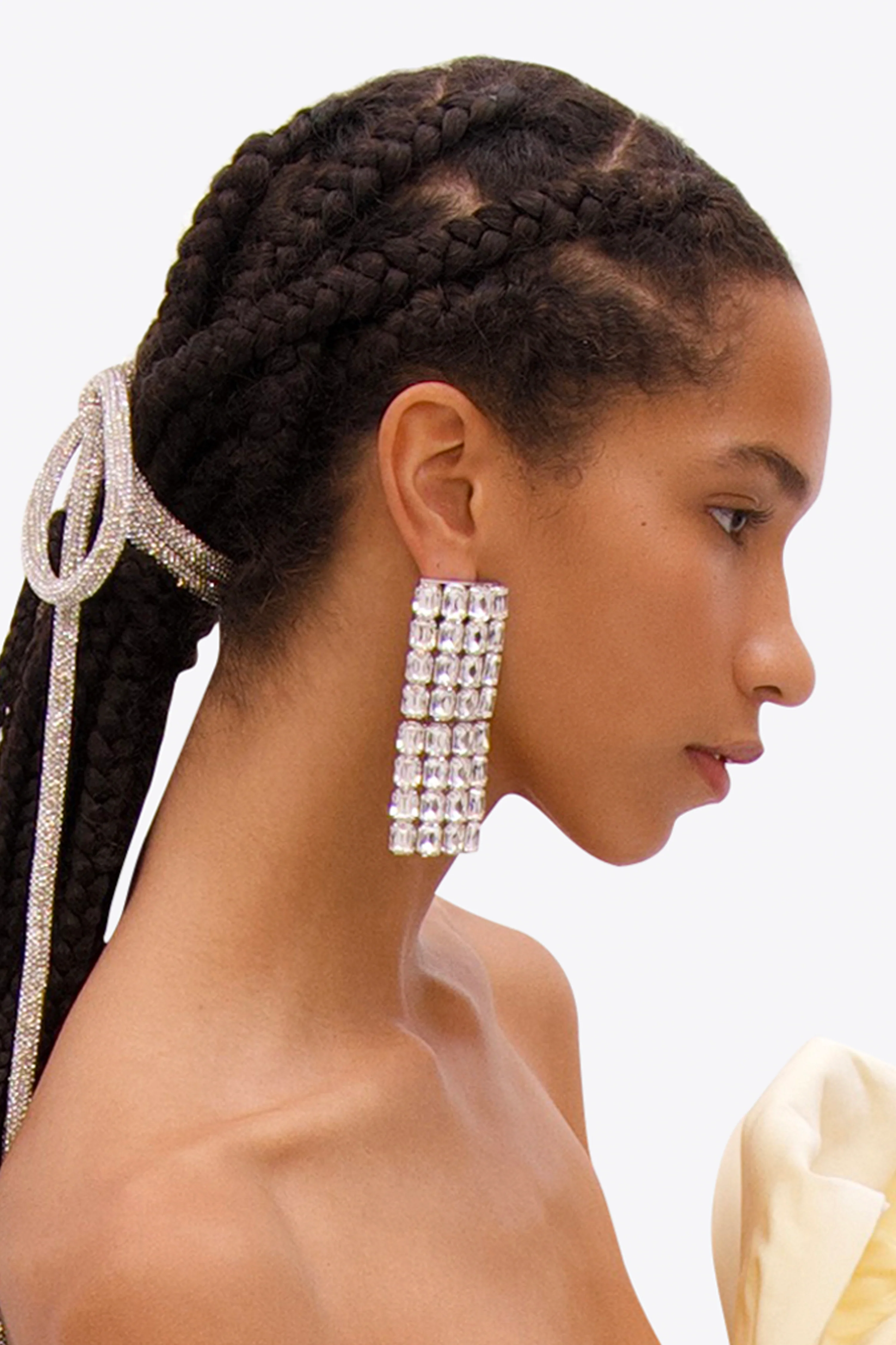 Long Crystal Pave Earrings - Image 3